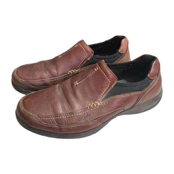 Clarks Brown Leather Wavewalk Slip On Shoes Sz 11M - Picture 1 of 8